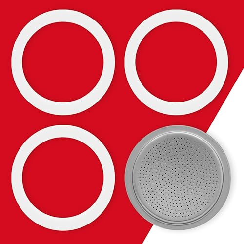 Miniatura 8 de Bialetti Piezas de repuesto, incluye 3 juntas y 1 plato, compatible con Moka Express, Fiammetta, Break, Happy, Dama, Moka Timer y Rainbow (6 tazas)