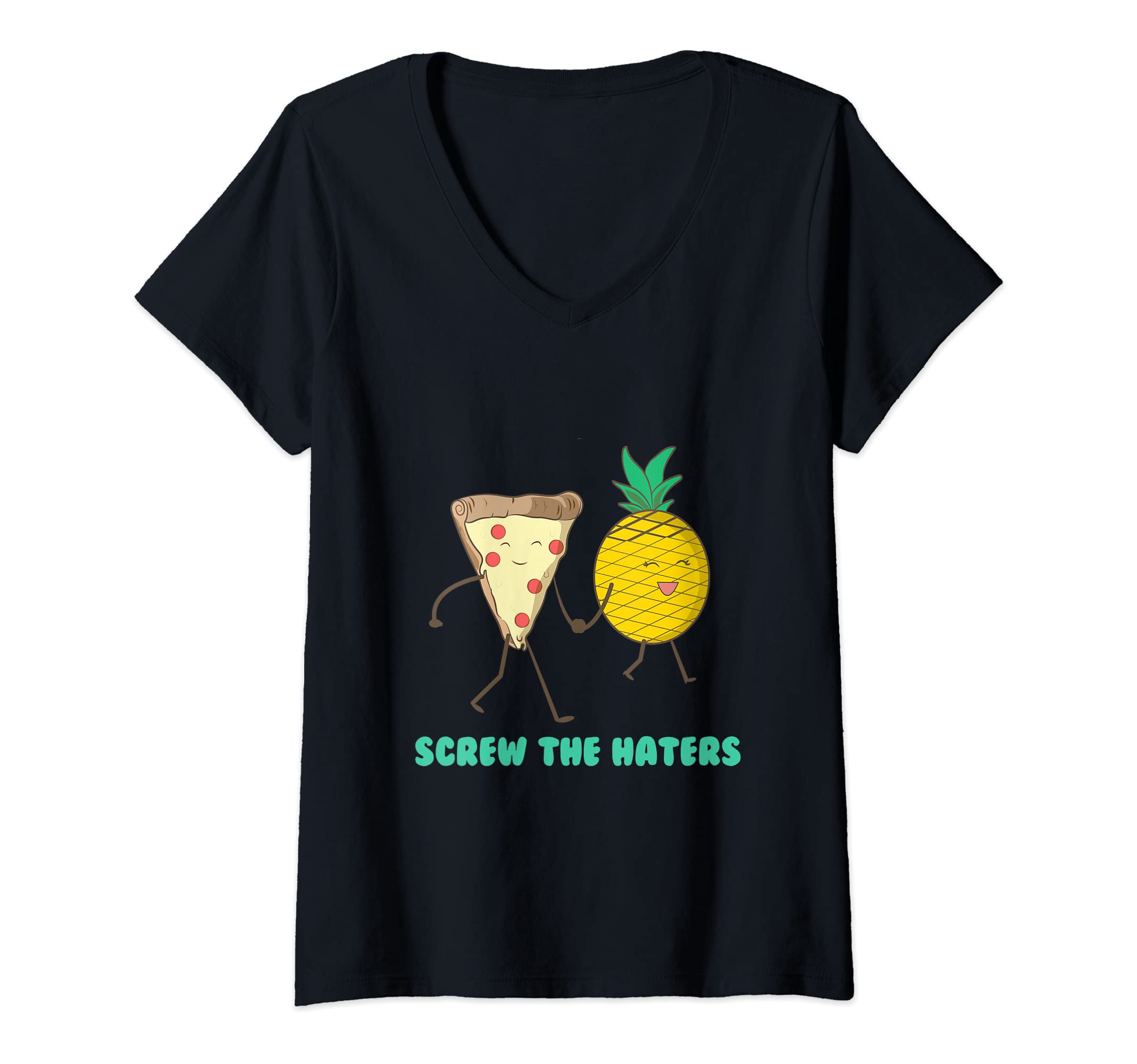 InGENIUS PizzaWomens Pineapple On Pizza Hawaiian Pizza Funny V-Neck T-Shirt