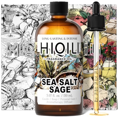 Image of HIQILI Sea Salt Sage Fragrance Oil for Diffuser, DIY Perfume - 5.07 Fl Oz | Car /Hotel Collection Diffuser Oil, Long Lasting Scents, Candle & Soap Making Supplies, DIY Air Freshener Spray