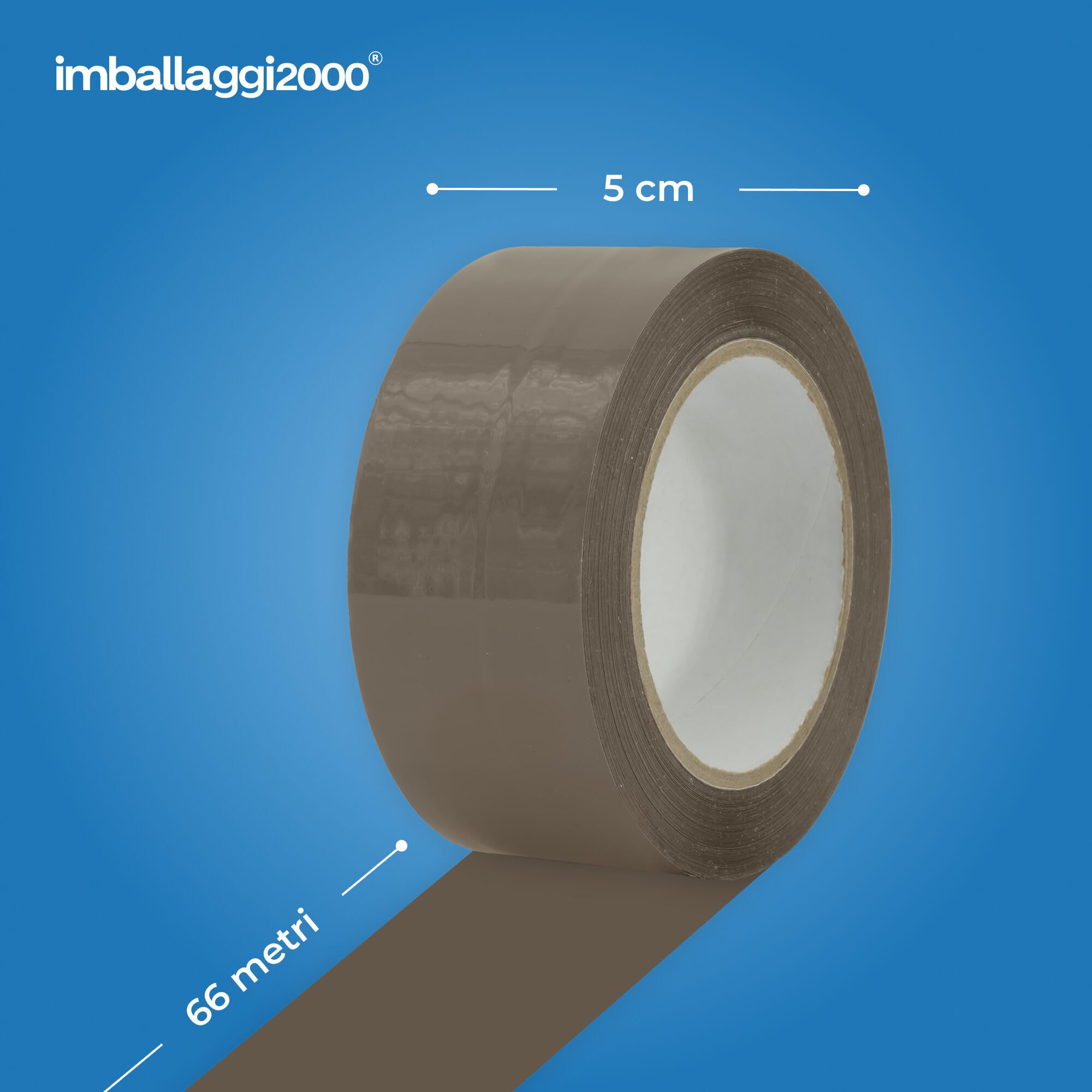 IMBALLAGGI 2000 - Nastro Adesivo Pacchi Easy Tear Marrone, 6 Nastri 50mm x 66m, Taglio a Mano per Imballaggio Manuale, Spedizioni, Trasloco, Strappo Silenzioso Resistente per Scatole Cartoni Scatoloni