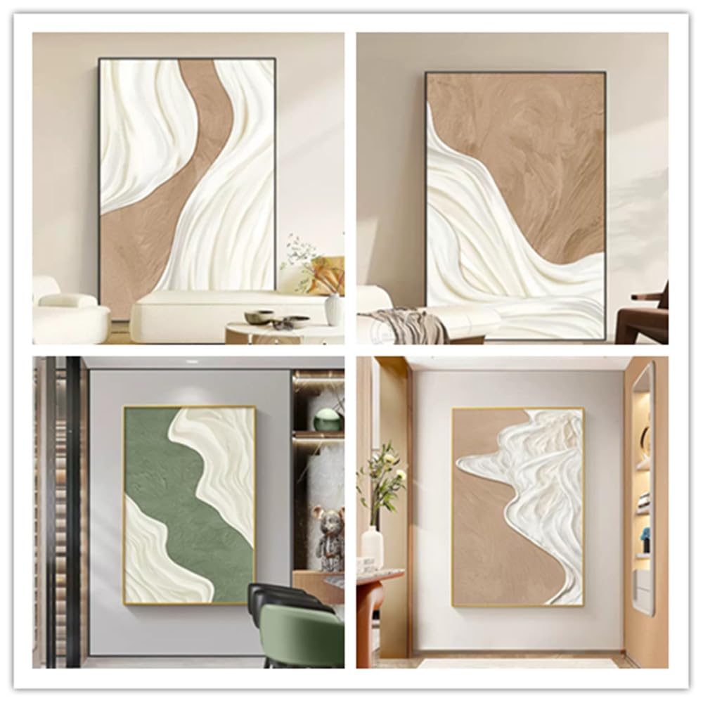 Laminas Decorativas Pared Verde, Beige, Marrón Cuadros Decoracion Salon Modernos Dormitorios Cuadros Decorativos Laminas para Cuadros Dormitorio Lienzo Decorativo para Pared Sin Marco 50x70cm/4 Pcs