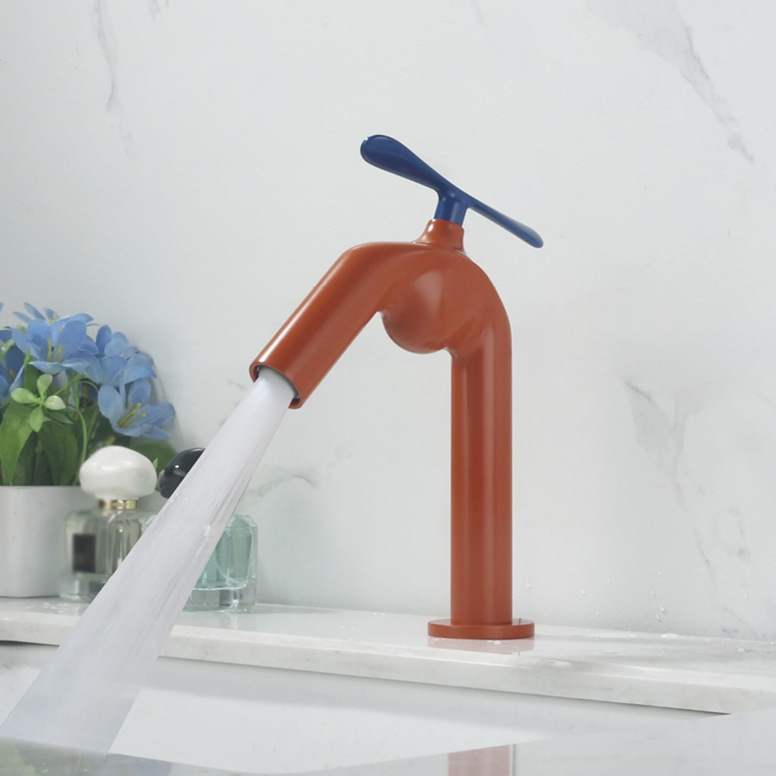 Biaoteng Orange Color Bathroom Basin Mixer Tap 1 Hole 2 Functions Hot And Cold Brass Basin Taps Mixers Bathroom Sink