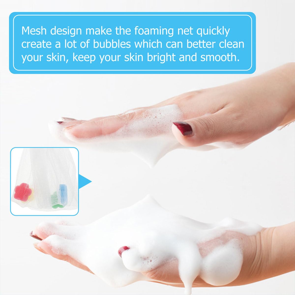 Unomor 4pcs Soap Foaming Nets for Face Cleansing and Exfoliating Facial Exfoliating Meshes with Soap Saver Function Suitable for All Skin Types Efficient Bubble Maker for Handmade