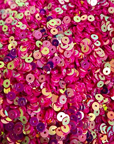 4mm Round AB Translucent Metallic Opaque Craft Sequins Assorted Colours (Bright Hot Pink AB)