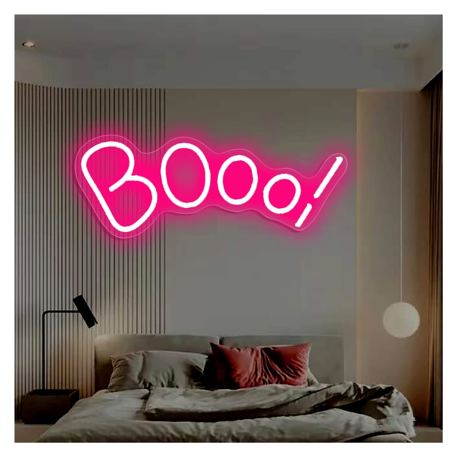 Insegne al neon Insegne al neon a LED Insegne al neon con lettere personalizzate 'Booo!' Insegna al neon a LED fatta a mano per Beer Bar Club Man Cave Party Hotel Store Decorazione da parete (Colore:
