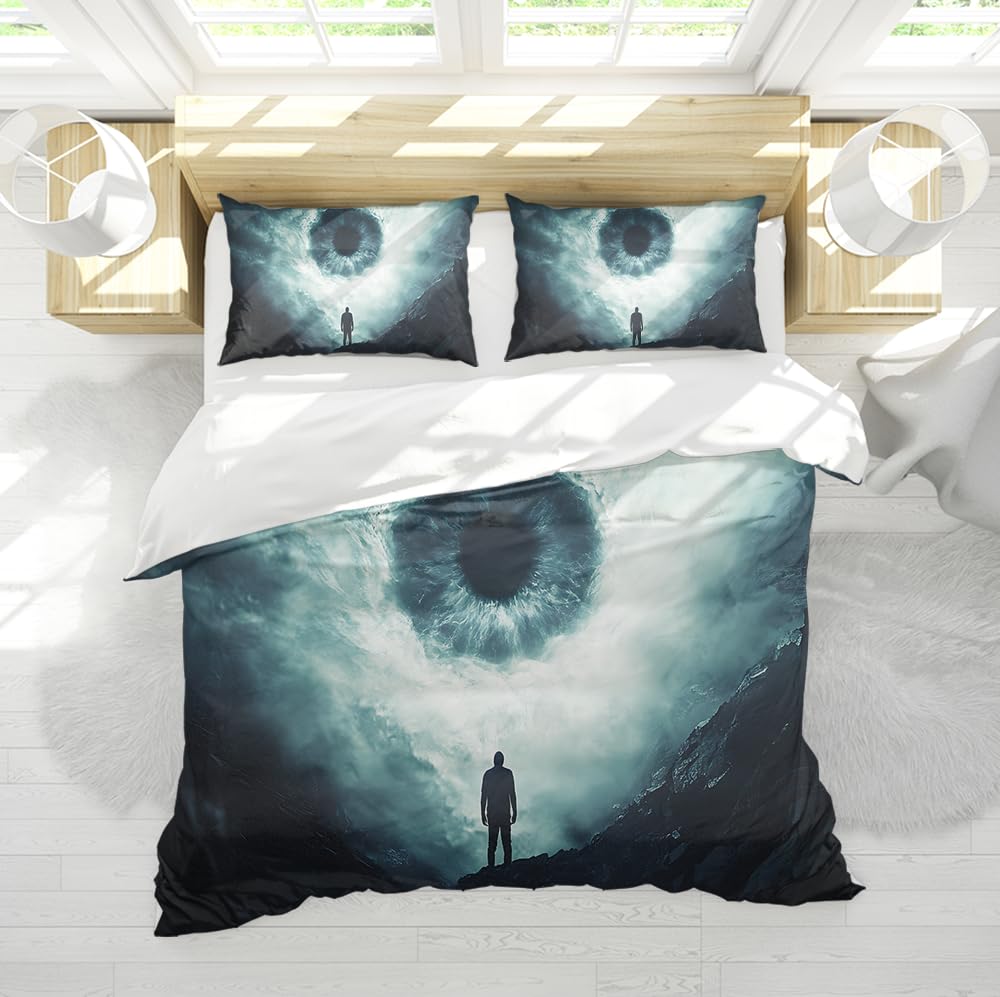 Housse de couette fermeture éclair 260x240 cm microfibre oeil surréalisme