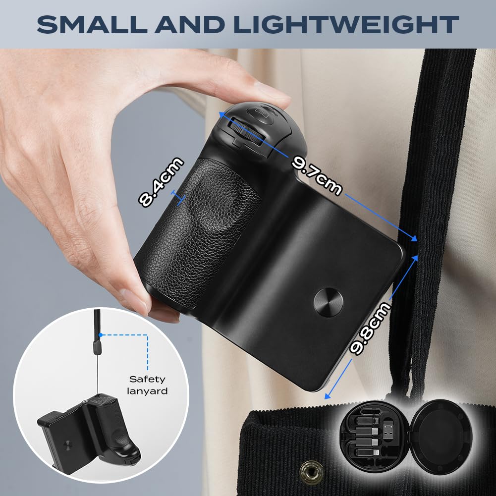 HOTUT Support de Poignée Smartphone, PoignéE Détachable Bluetooth Obturateur Camera, Peut utilisé comme Banque Alimentation 5000 mAh, Trépied Portable pour Selfies Prise Vidéo pour à iPhone Android