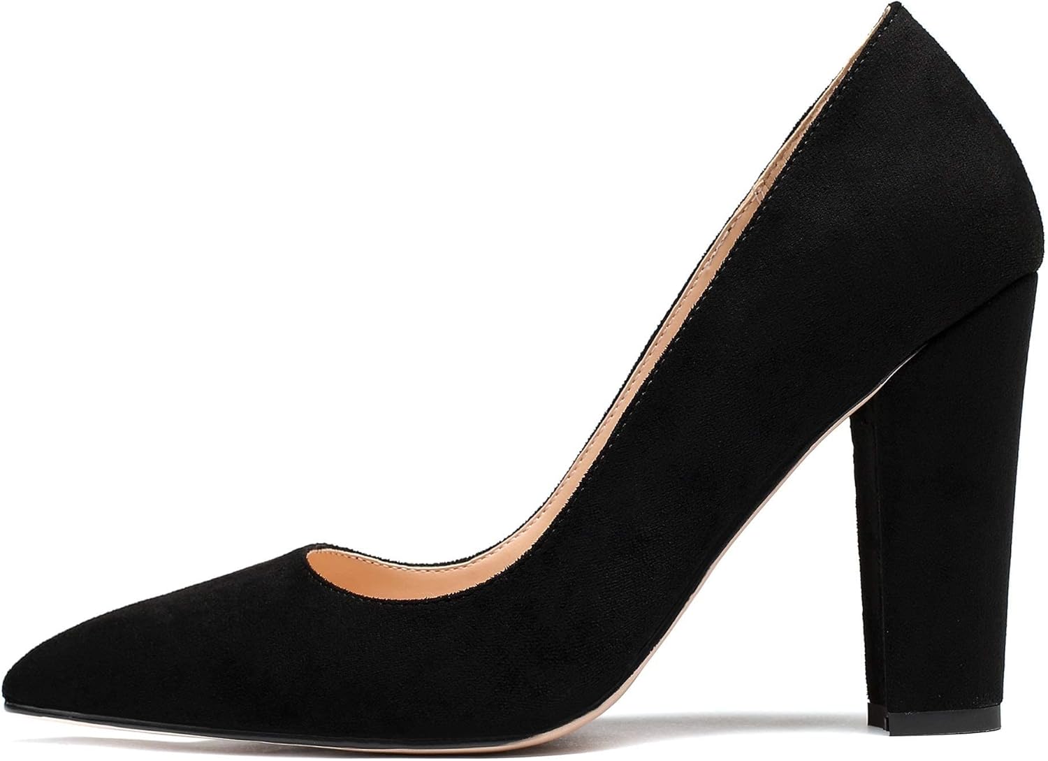 Eldof Women's Pointed Toe Pumps 4" Chunky Block Heels Comfort High Heel Pumps Dress Shoes