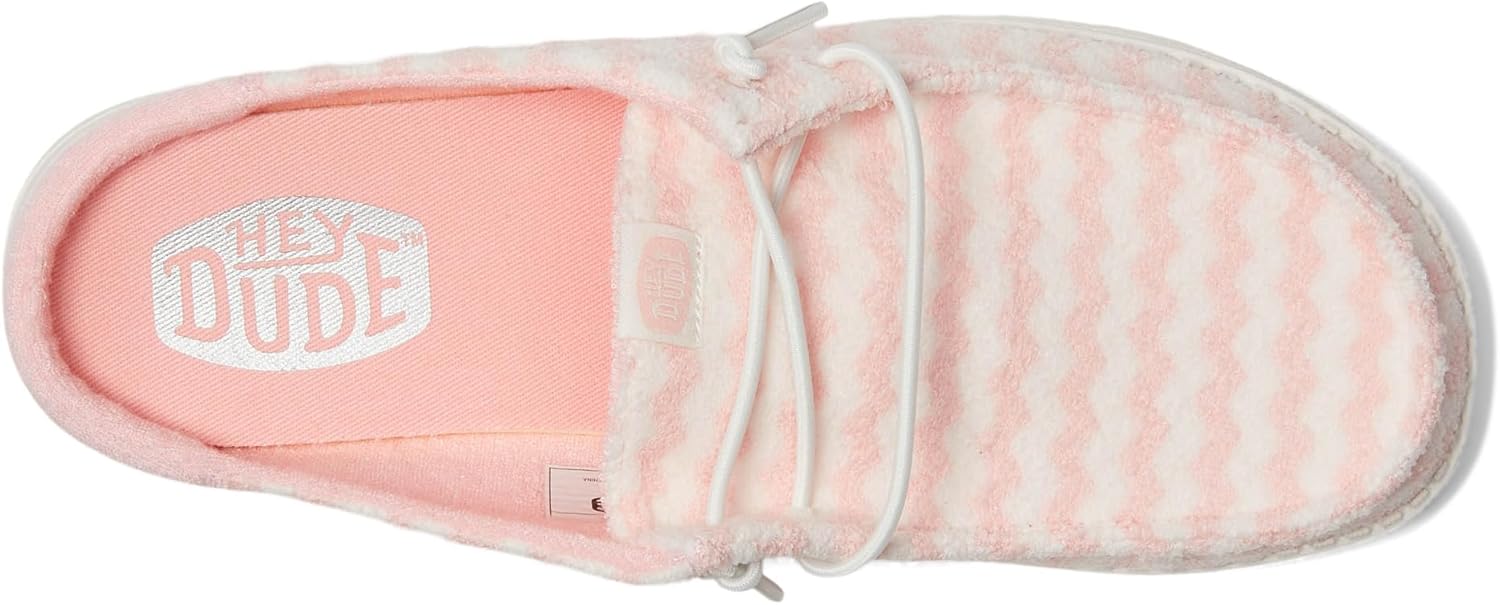 HEYDUDE Women's Wendy Slip Terry Stripe Loafer Pink/White - Image 2