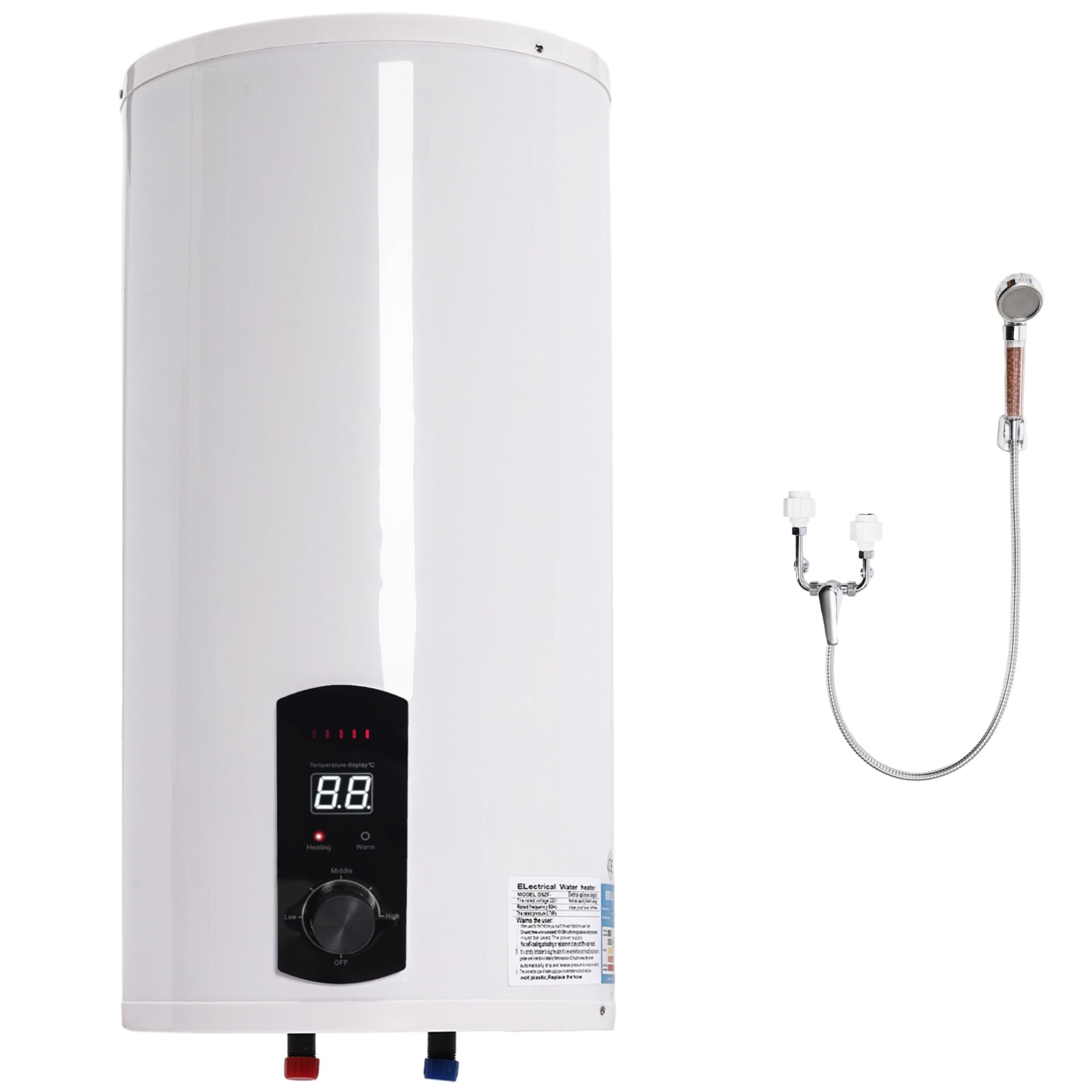 Caldaia ad acqua calda, 50 l, scaldabagno elettrico per cucina, 2000 W, scaldabagno verticale 0,7 MPa, temperatura regolabile (bianco, 34 x 71 cm)