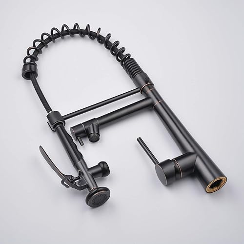 Miniatura 8 de Beelee - Grifo de cocina de bronce aceitado, grifo de fregadero de cocina industrial comercial, grifo de cocina de preenjuague de arco alto con