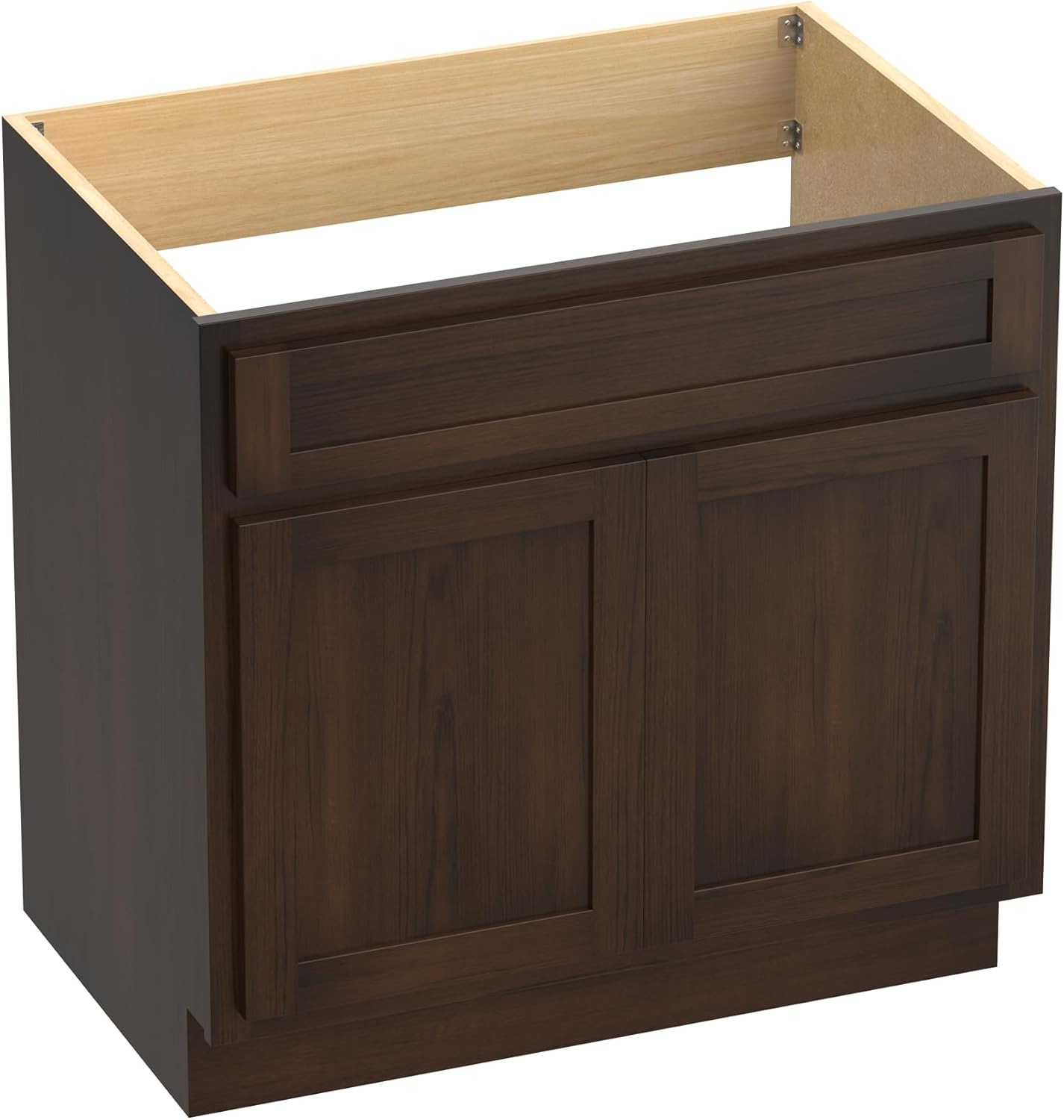 HomeBeyond 33 Inch Bathroom Vanity Base Only, Single Vanity Cabinet with Double Soft Closing Door, Composable Floor Mount Cabinets Without Top, Rustic Brown