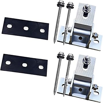 Solar Panel Bracket, Adjustable Solar Panel Mounting Brackets, Stainless Steel Solar Panel Holder End Clamp Kit, Solar Panel Stand 15-30 Adjustable Flat Roof Mount (Tilt Legs NOT Included)