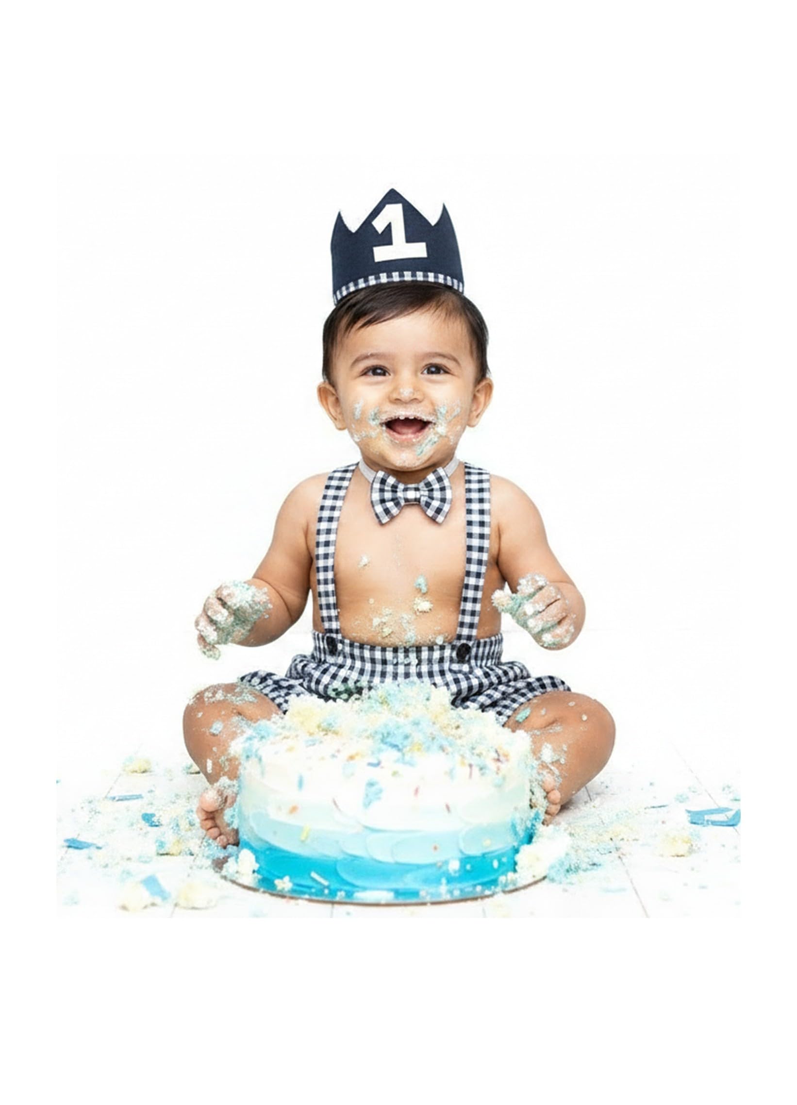 Baby Boy 1st Birthday Cake Smash Outfit Set (6-12 Month) Blue-image-17