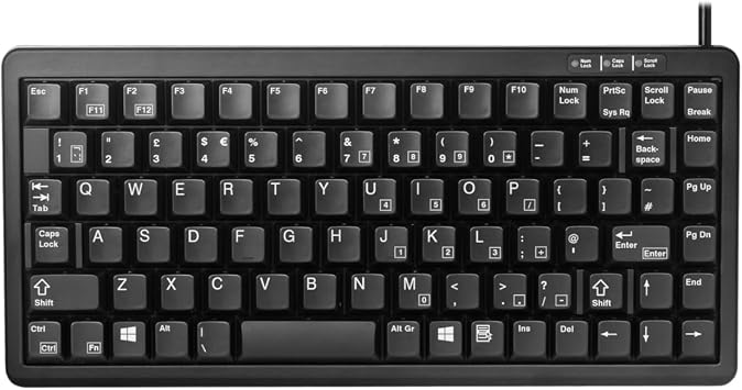 CHERRY G84-4100, Compact Mechanical Keyboard, UK Layout (QWERTY), With Windows Keys, Wired (USB & PS/2), ML Switches, Black