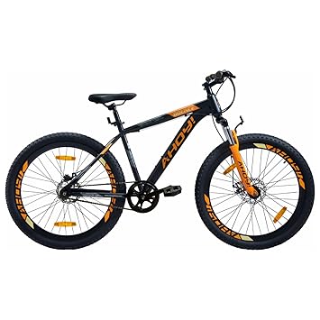 AHOY! Bounce Single Speed Cycle Non Gear Cycle 27.5T | All Terrain Bike for (12+ Yrs) (5.6+ Ft) | Bicycle for Men and Women (Black and Orange Color)
