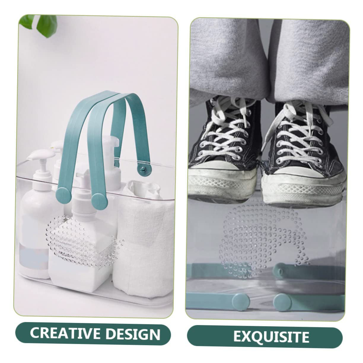 Didiseaon Cesta Organizadora de Ducha Portátil de Plástico para Baño | Transparente, con Asa y Gran Capacidad, para Jabón y Champú, Uso Doméstico en Casa y Baño