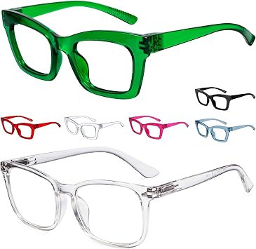 Reading Glasses Metalless Screwless Spring Hinges 6 Packs + 1 Pack Oversized Reading Glasses Total 7 Pairs Readers +0.75