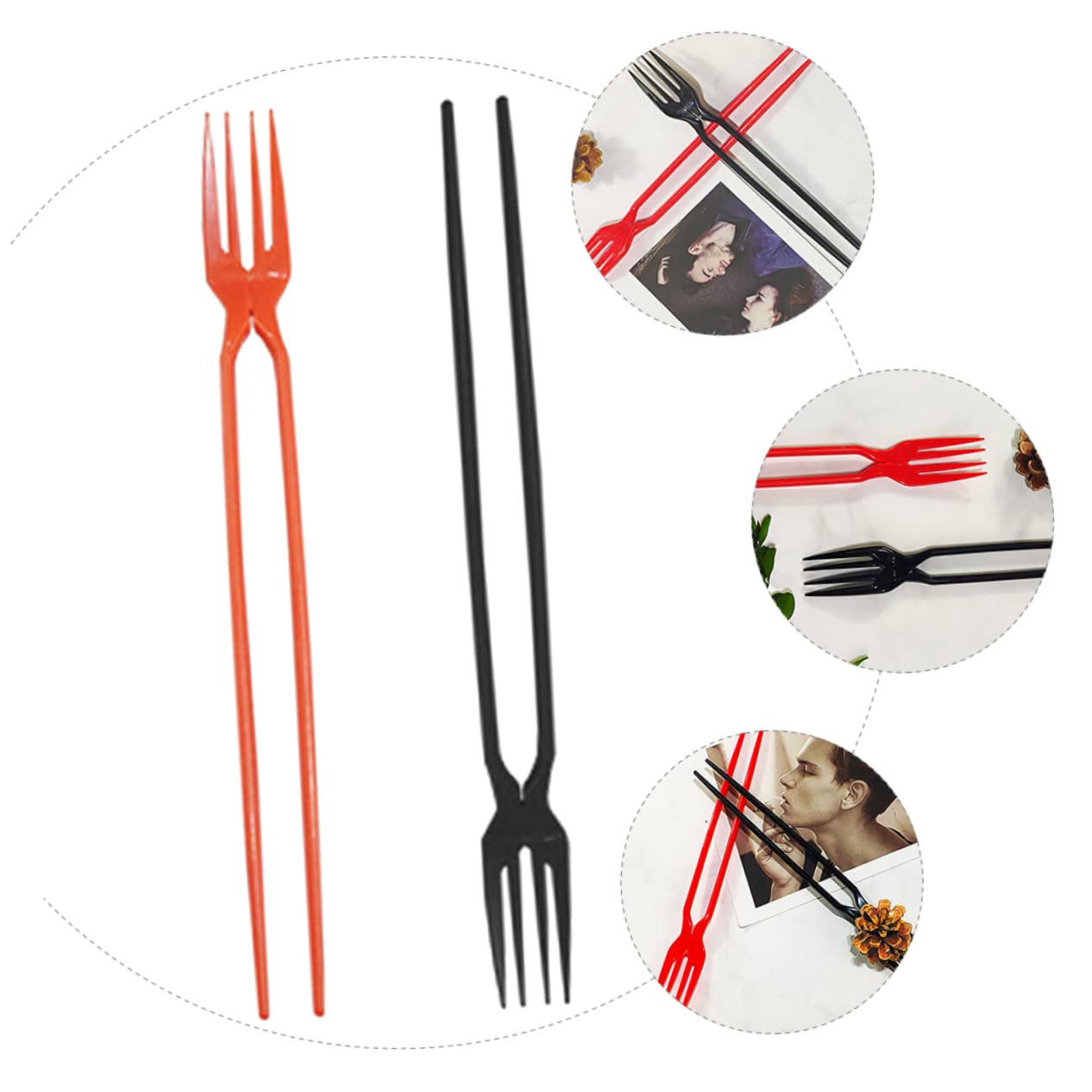 2Pcs Disposable Plastic Tableware Chopstick Fork Utensils for Convenient Dining for Parties Gatherings and Events Portable and Easy to Use