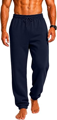 Men's Joggers Sweatpants Fleece Jogging Pants With Pockets E