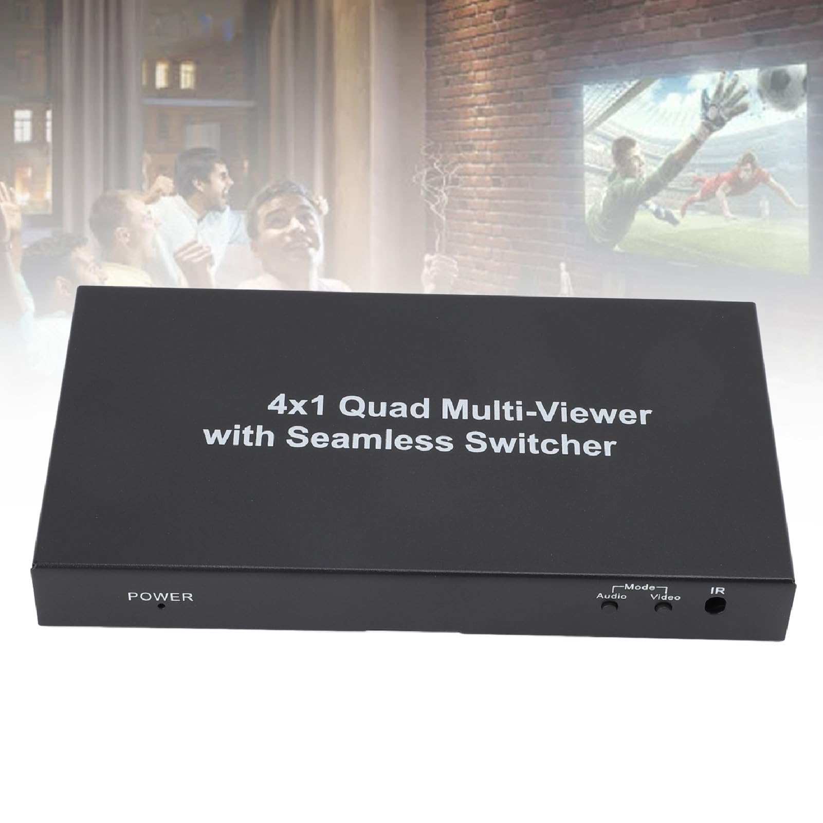 PUSOKEI 4x1 Quad Multiviewer - |Nahtlose 1080P 60Hz 5 Anzeigemodi für Überwachungskameras Gaming (EU-Stecker)
