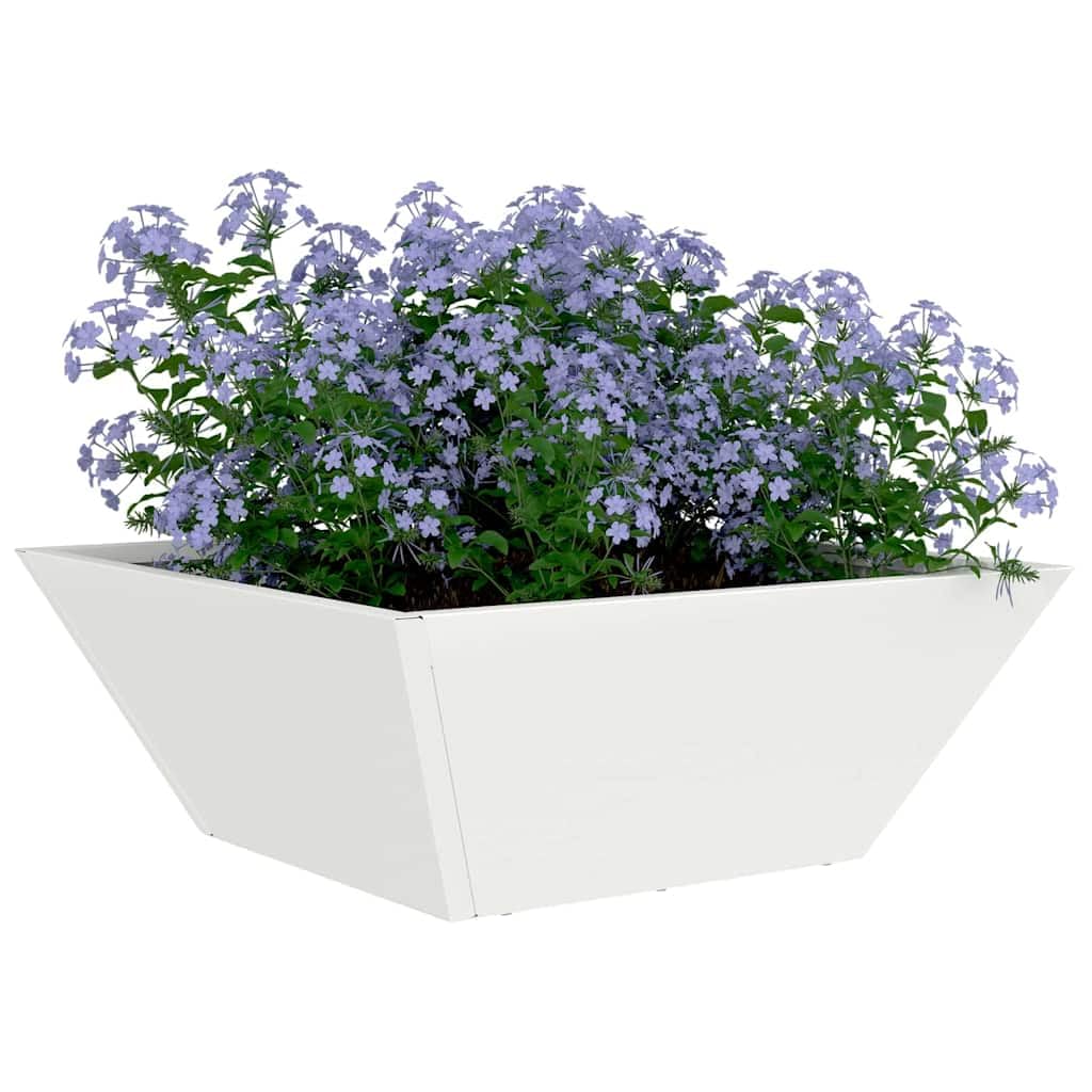 Minimalistyczna Donica Ogrodowa Biała 40x40x15 cm Stal Zimnogięta Nowoczesna Metalowa Skrzynia na Kwiaty na Taras i Balkon Odporna na Warunki Zewnętrzne Łatwy Montaż