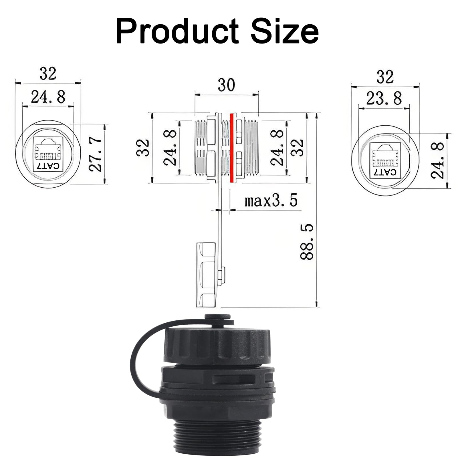 Lot de 5 connecteurs blindés RJ45 étanches CAT7 10 Gbit/s