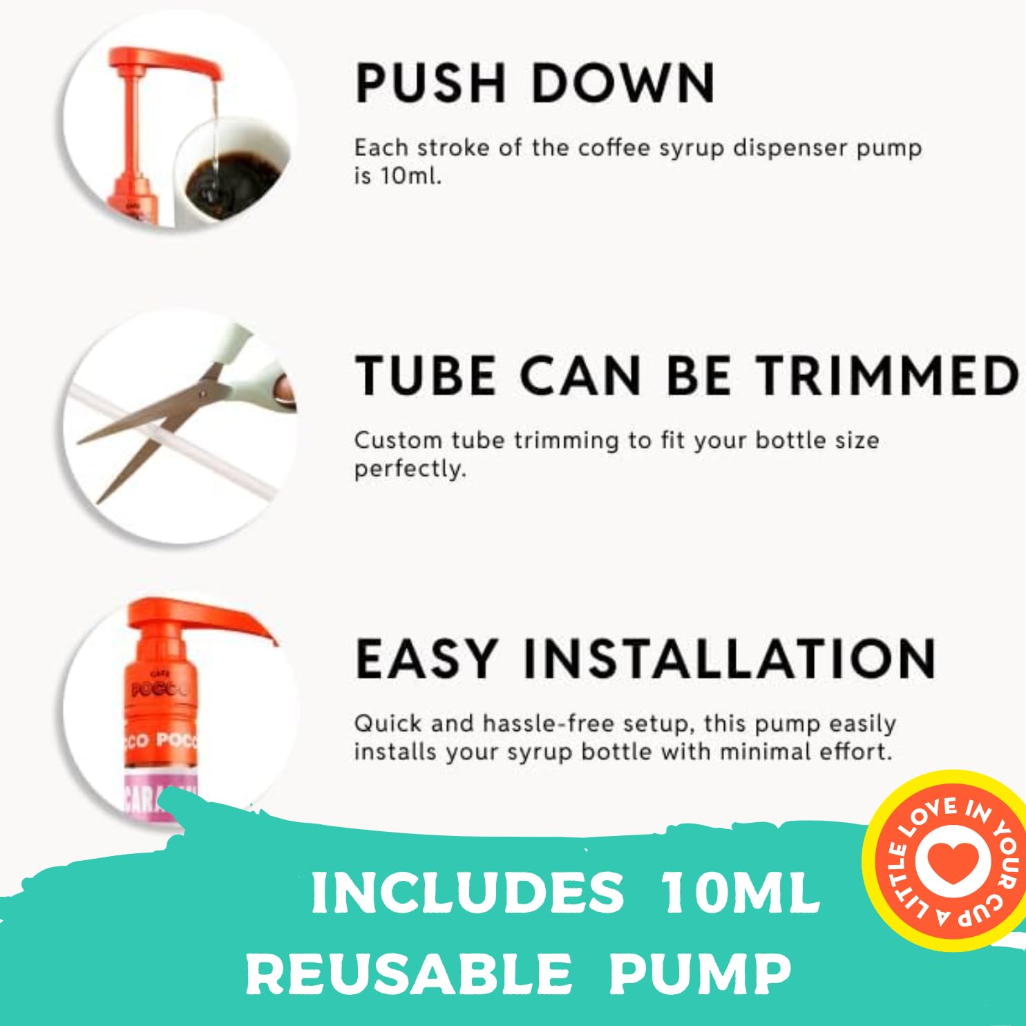 Cafe Pocco Premium Vanilla Coffee Syrup with Pump - Gluten Free and Vegan Syrup, Ideal for Lattes, Cappuccinos, Espresso, Americano - Glass Bottle 750ml (Pack of 1)