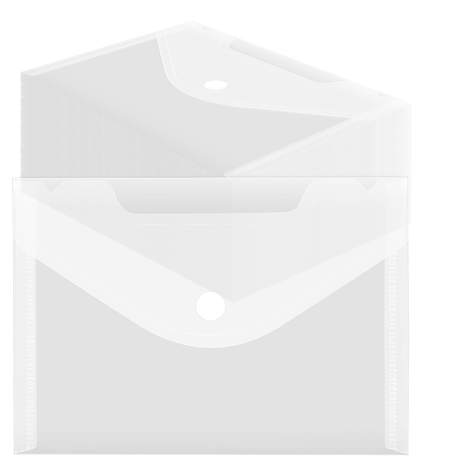 ZEONHAK 100 Pack A6 Clear Popper Wallets, Plastic Envelope Folders for File Organization and Storage