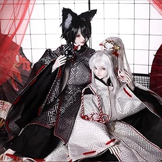 Meeler BJDドール 1/4 男の子 フルセット46cm 樹脂球体関節人形手作り混沌の時代における人間とモンスターの再会プレゼント、男ドール1体+ 目 + 顔メイクアップヘッド + 服 + ウィッグ + 靴+頭飾り (ブラック)