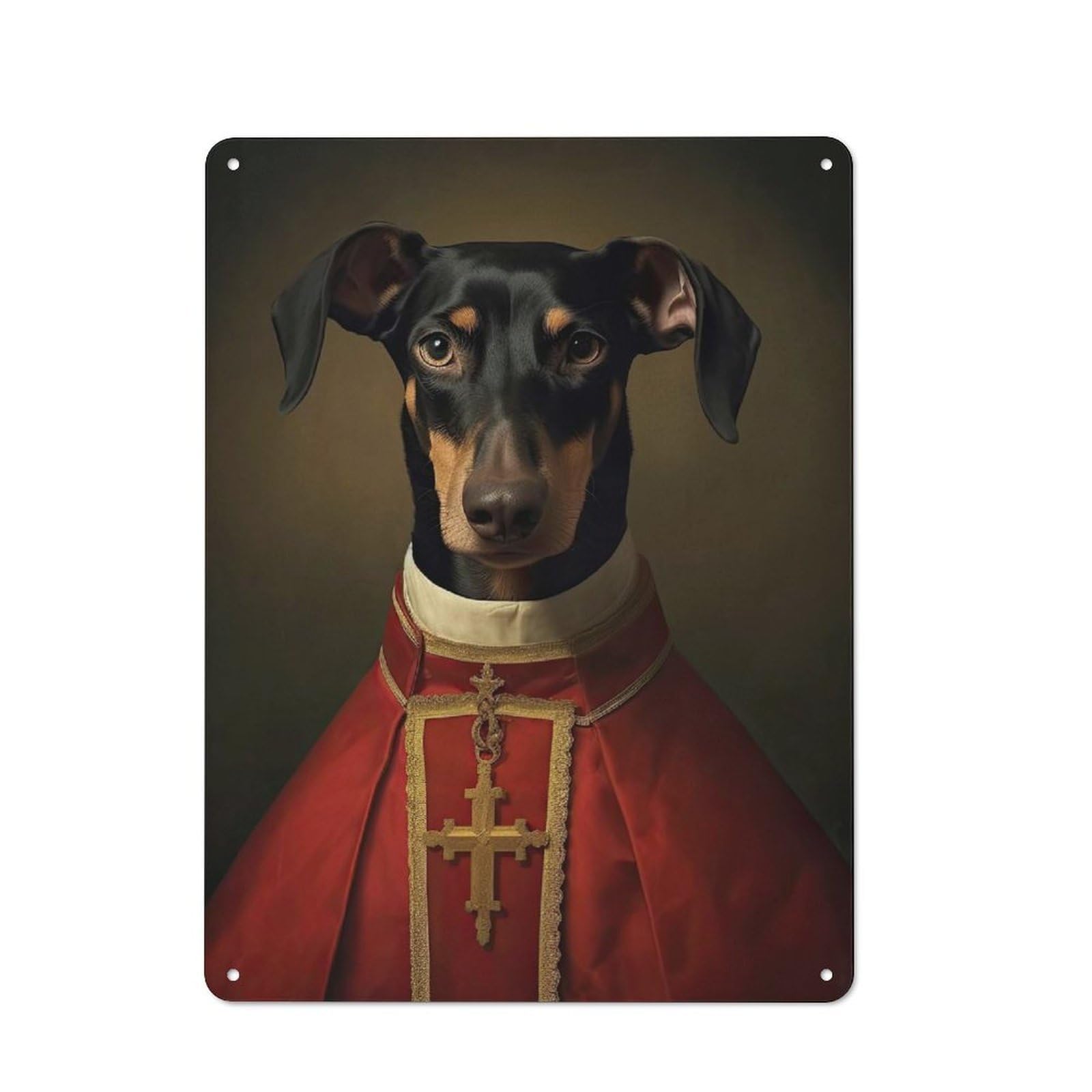 Junmoney Style-24 Doberman The Pope Rustic Metal Plaque 40X30cm For Hobby Room Or Studio, For Creative Interior Collectors