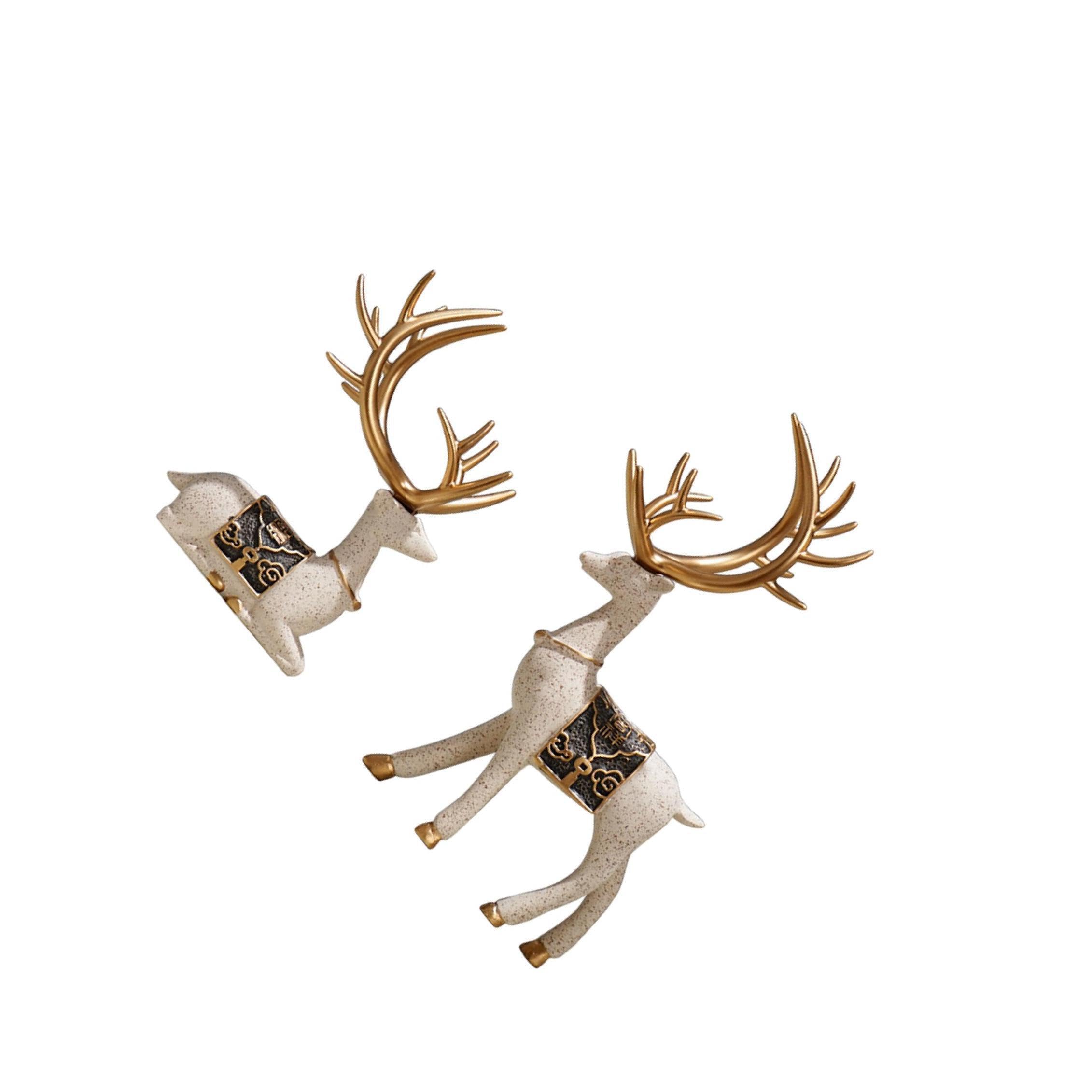 PIXZCSA Tasteful Deer Figurine Sculpture | Premium Craftsmanship For Home Decor Reindeer Figurine Decor Sculpture Statue For Home Adds Peace Living Room, Beige