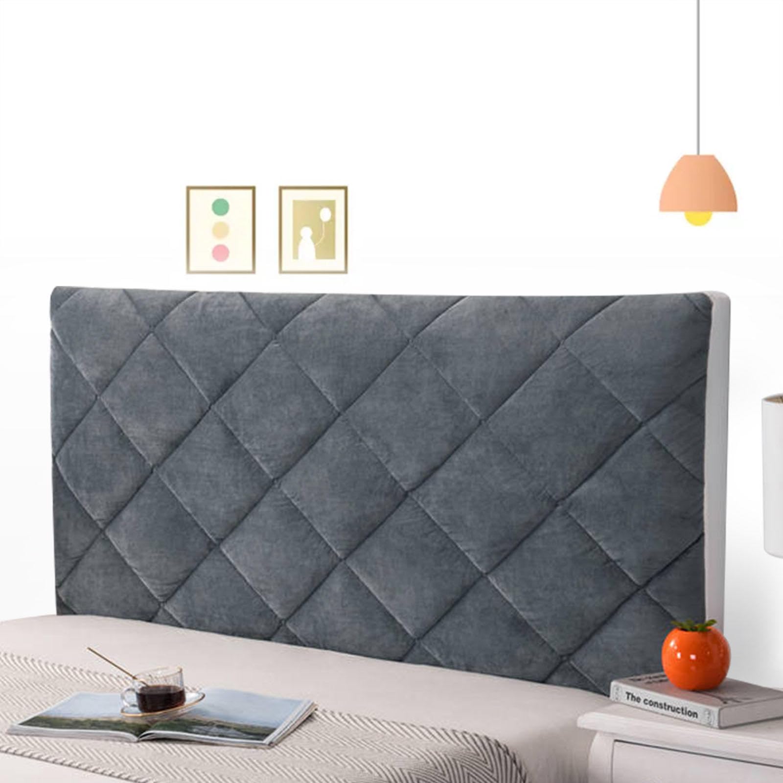 Rivestimento Testiera Letto Una Piazza E Mezza Copritestata del Letto Matrimoniale Copertura Fodera Schienale Del Comodino Cover Copritestata Protettiva per Decorazione del Letto ,grigio-190cm