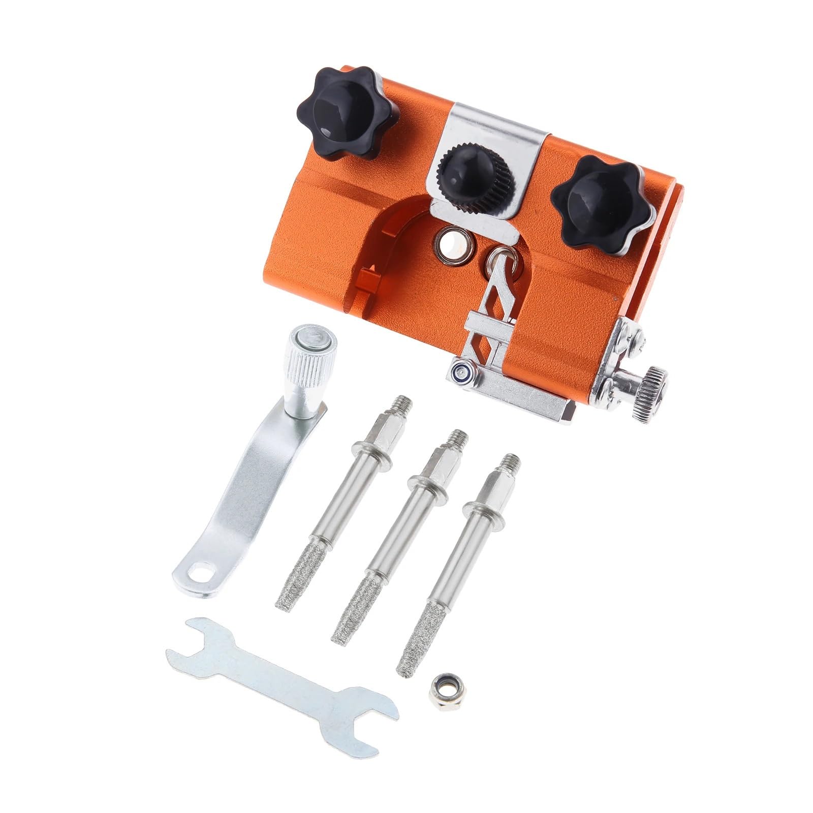1 set affilacoltelli per motoseghe lama rapida lavorazione del legno affilatura testa di pietra utensile a manovella portatile
