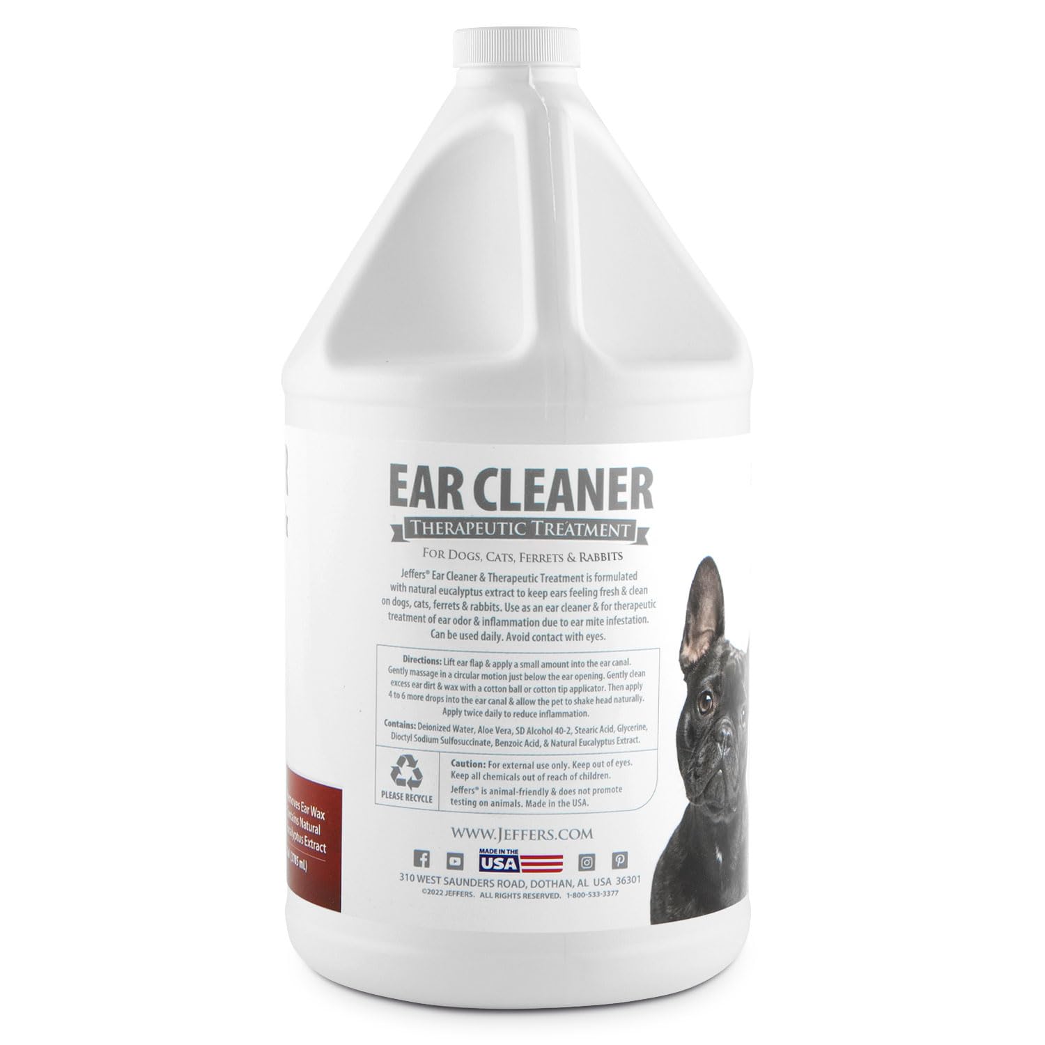Jeffers Pet Ear Cleaning Solution for Dogs, Cats & Puppies, 128 oz – Aloe Vera Ear Wash for Wax & Odor Removal, Itchy Ear Comfort, Routine Ear Hygiene, Home Grooming, Travel Friendly Pet Care - image 2