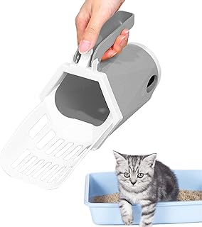 areia para gatos com suporte – areia profunda destacável 2 em 1 com recipiente lixo – Suporte removível para colher areia para gatos, coletor areia portátil, conjunto sistema eliminação areia para gatos