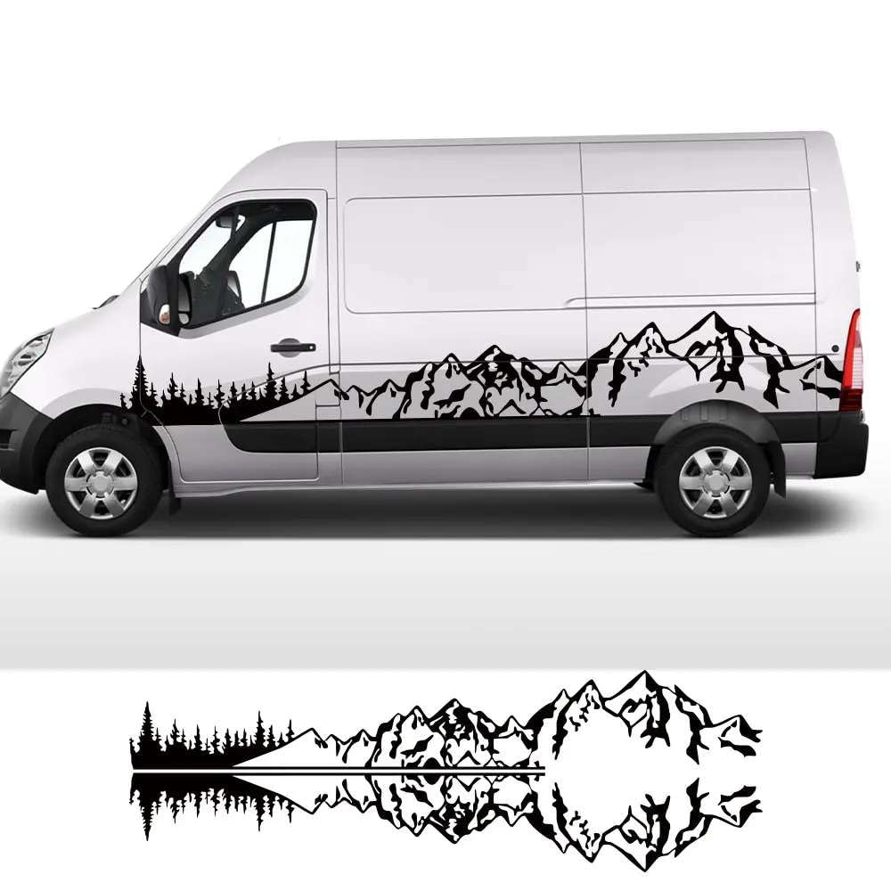 Van Door Side Stickers, for Renault Master, for Nissan NV400, for Opel Movano Car Camper Graphics Mountain Decals Auto Tuning Accessories Auto Car Hood Sticker