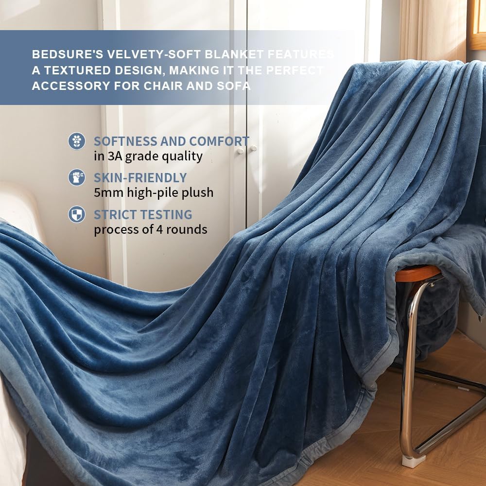 Milk Velvet Blanket for Couch - Lightweight Plush Fuzzy Cozy Soft Blankets and Throws for Sofa (Sky Blue, King（108”x90“）)