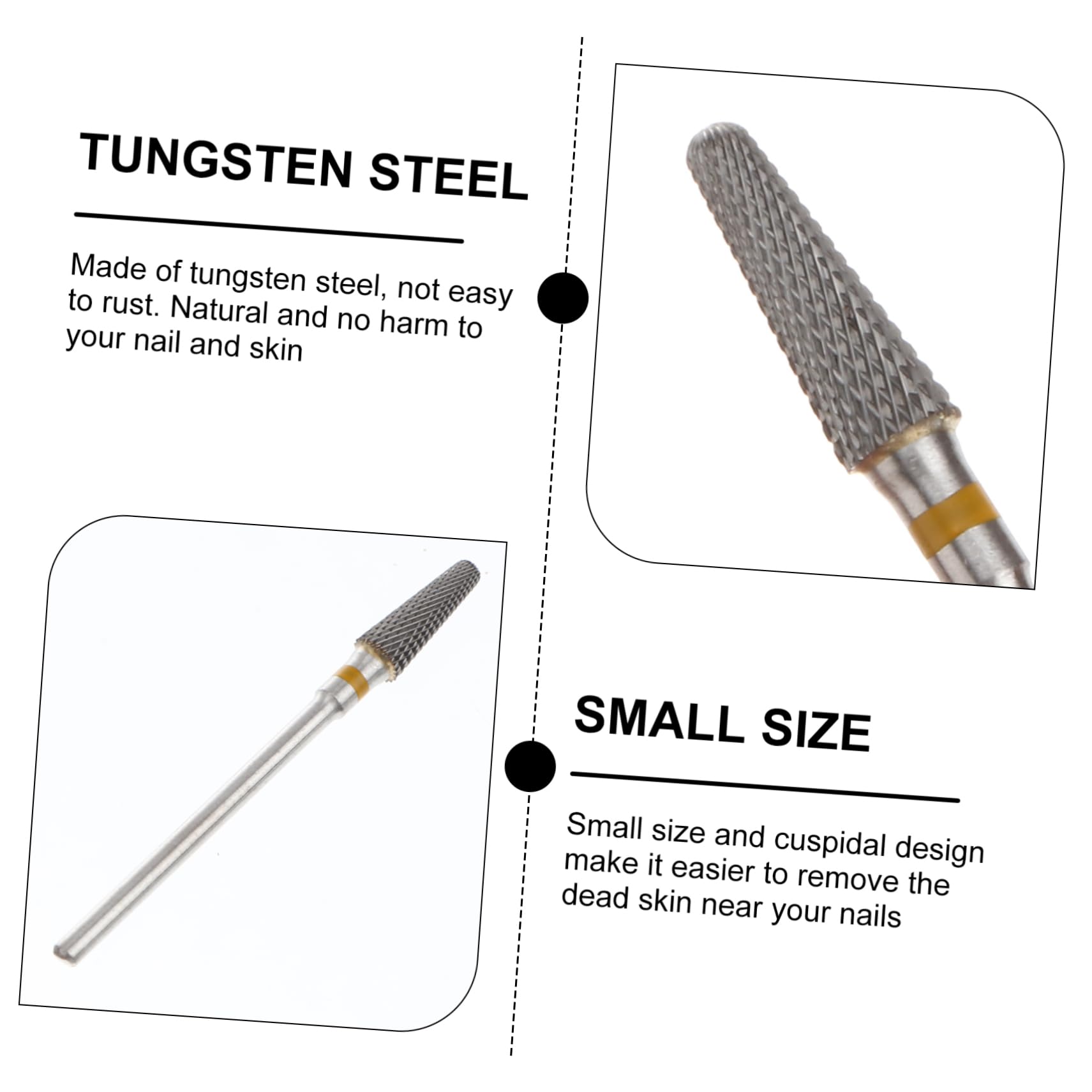 FRCOLOR Tungsten Nail Drill Bits Sharp Cone Cutter Nail Grinding Head for Manicure Machine Dead Skin Removal Reshape Tooth Art Tools - Image 4
