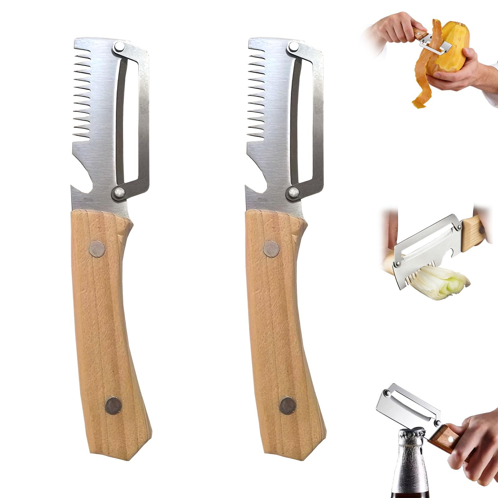 Pelador multifuncional para cocina de casa y barbacoas en el camping