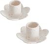 Portavelas de cerámica para centro de mesa, decorativos para hogar, bodas y fiestas, regalo para estrenar casa, paquete de 2, forma de flor, blanco 1
