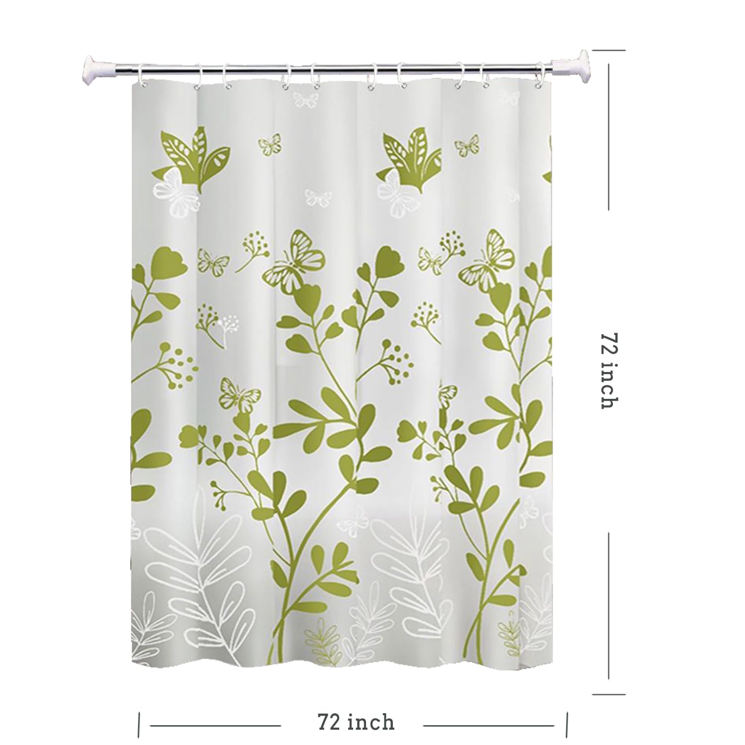 TIKABC Green PEVA Shower Curtain Liner – Waterproof 72x72 Inch With Magnets & Grommets