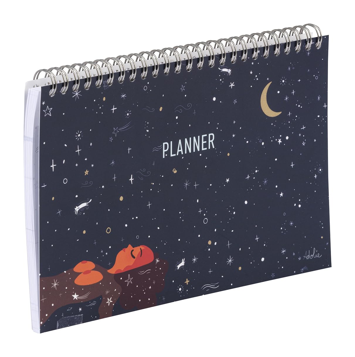 Clairefontaine - 116295C - Spiral Notebook - 22 x 14 cm - Celestial/Moon/Star décor - 53 Printed Sheets - Weekly Planner - Organisation - Adolie Collection