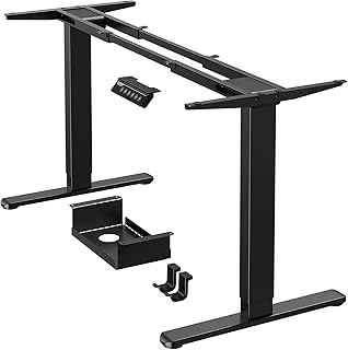 ErGear Dual Motor Standing Desk Frame, Electric Adjustable Legs Compatible Desktop Size 44″-90″, 264 lbs Weight Capacity, 4 Memory Height Settings Stand up Desks Base, Black Frame Only