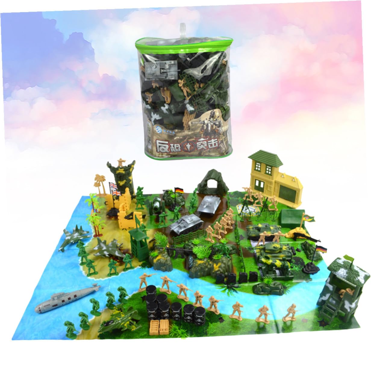 BESPORTBLE Set Modellino Militare 130 Pezzi in Plastica per Soldatini | Tavole di Sabbia, Design Vivace, Stile Contemporaneo, Confezione da 130 Pezzi