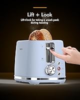 Vista 6 de Tostadora de 2 rebanadas con ranuras extra anchas de 1.5 pulgadas y bandeja extraíble para migas, 6 opciones de tostado, apagado automático