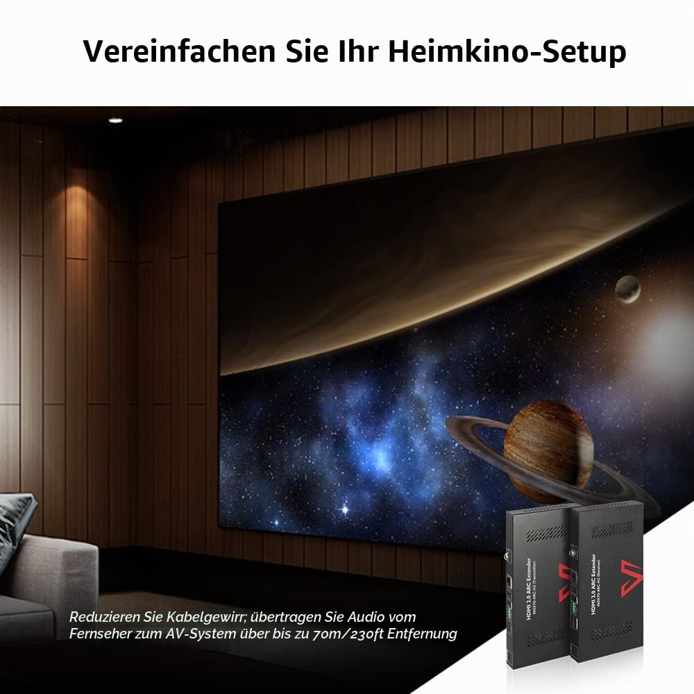 AV Access 4K ARC HDMI Extender (HDBaseT) bis 70m/230ft, UHD 4K@60Hz mit HDR10 & 3D Effekt, S/PDIF Audio, Audio Return Channel, EDID Management, HDCP 2.2, 2-Wege PoC + IR + RS232, über Cat 5e/ 6/7