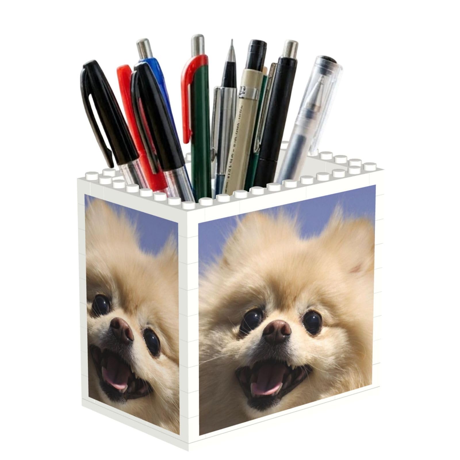 Poadnly Happy Pomeranian Printed, Pen Pot Pencil Holder for Office Home School, Compact Desk Organiser for Office Stationery