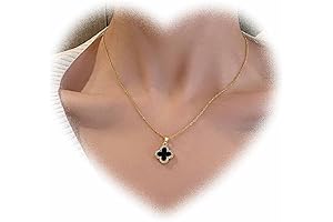 Boho Four Leaf Clover Pendant Necklace for Teen Girls Black Clover Necklace...