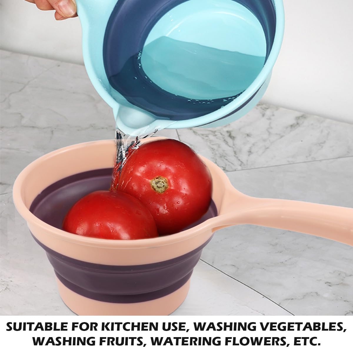 DOERDO Faltbare Wasserschöpfkelle, zusammenklappbar, tragbar, Wasserlöffel für Küche, Bad, Garten, 28,9 x 8,9 cm, 2 Stück